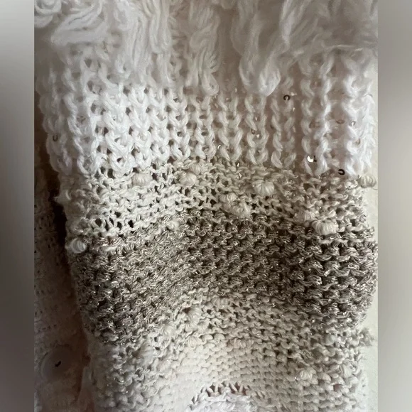 NWT $659 Peserico Striped Cardigan Vest Cream Tan Gold Sequin Italy Size 48 US12 - Picture 9 of 11